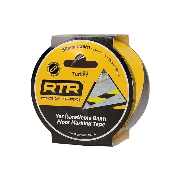 RTRMAX RYN5025 YER İŞARETLEME BANTI 48 MM 25 MT SİYAH-SARI