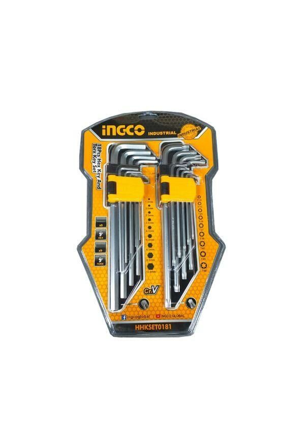 İNGCO UZUN ALYAN TORX ANAHTAR SETİ 18 Lİ HHKSET0181